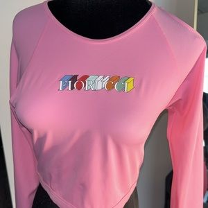 Fiorucci 3-D Logo Hot Pink Crop Top Size XL NWOT
